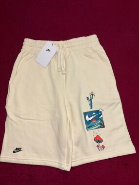 Nike Cream Embroidered Desert & Mushroom Shorts